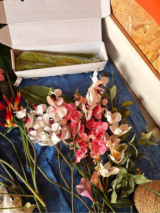 Other - Artificial Orchid and Mixed Floral Stem Bundle - White & Pink -